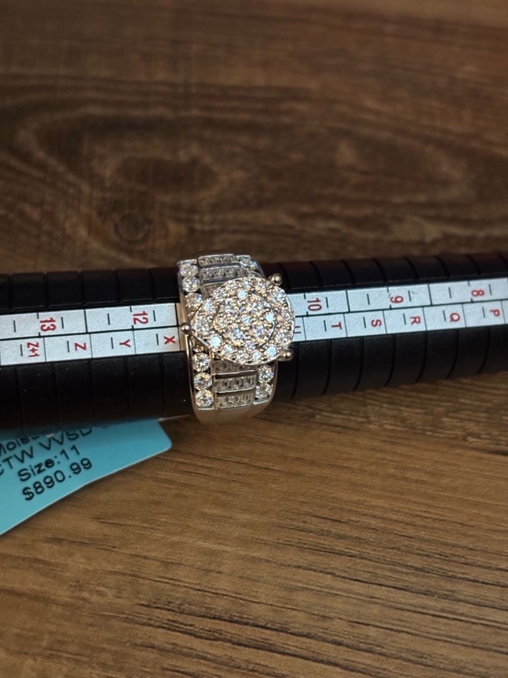 925 Silver Heart Cluster Ring with moissanite Stones